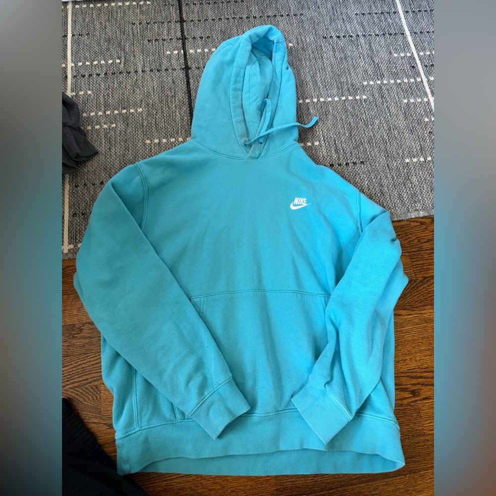 Nike Turquoise Pullover Hoodie with White Logo